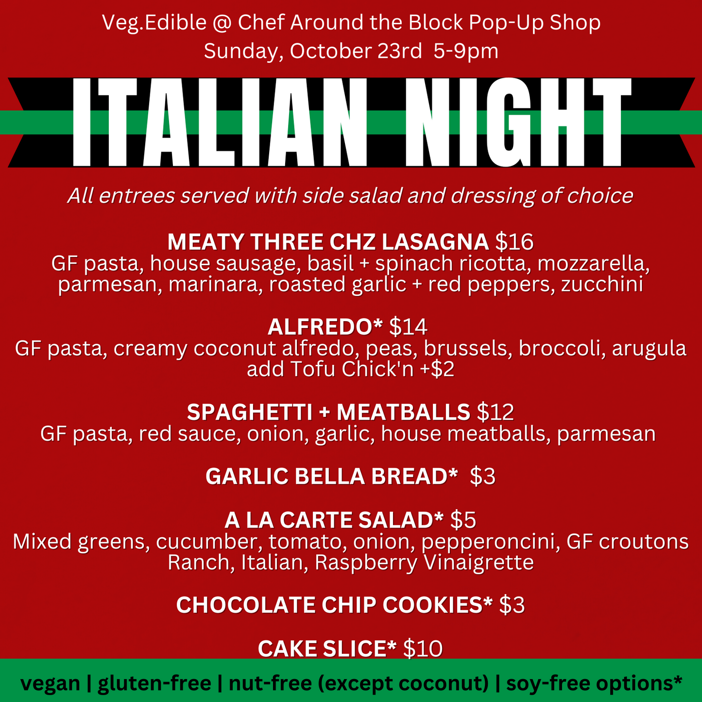 ITALIAN NIGHT MENU